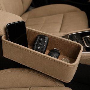 Luxury Suede Car Center Console Side Organizer Box with Soft Lining for Smart Phone Keys and Coins Storage in Cabin