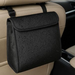 Waterproof Hanging Car Garbage Bag with Adjustable Straps and Magnetic Closure Washable Leakproof Trash Can for Seat Back
