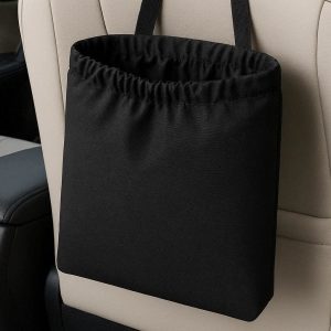 Minimalist Car Seat Back Trash Bag with Elastic Opening and Durable Oxford Cloth Material for Daily Commute and Office Use