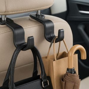 Universal Car Headrest Hook for Handbag Grocery Bag Purse and Umbrella Storage with Heavy Duty Back Seat Hanger Holder