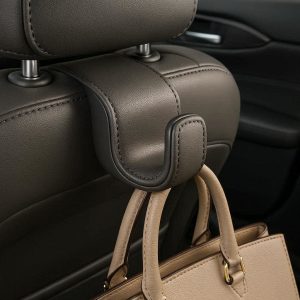 Premium Leather Wrapped Car Hook for Headrest Hidden Design Back Seat Organizer for Luxury Vehicle Interior Bag Storage
