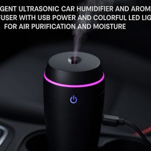 Intelligent Ultrasonic Car Humidifier and Aroma Diffuser with USB Power and Colorful LED Light for Air Purification and Moisture