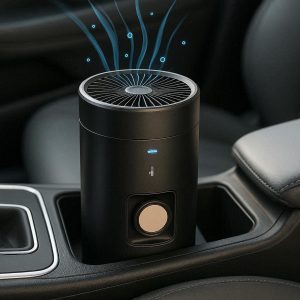 Electronic Car Air Purifier Ionizer with HEPA Filter and Fragrance Sponge for Removing Dust Smoke and Odors in Modern Vehicles